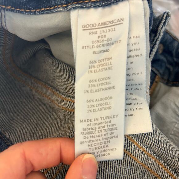 NWT Good American Womens Good Classic Blue 940 Hi-Rise Raw Hem Jean 4/27 - Picture 16 of 16